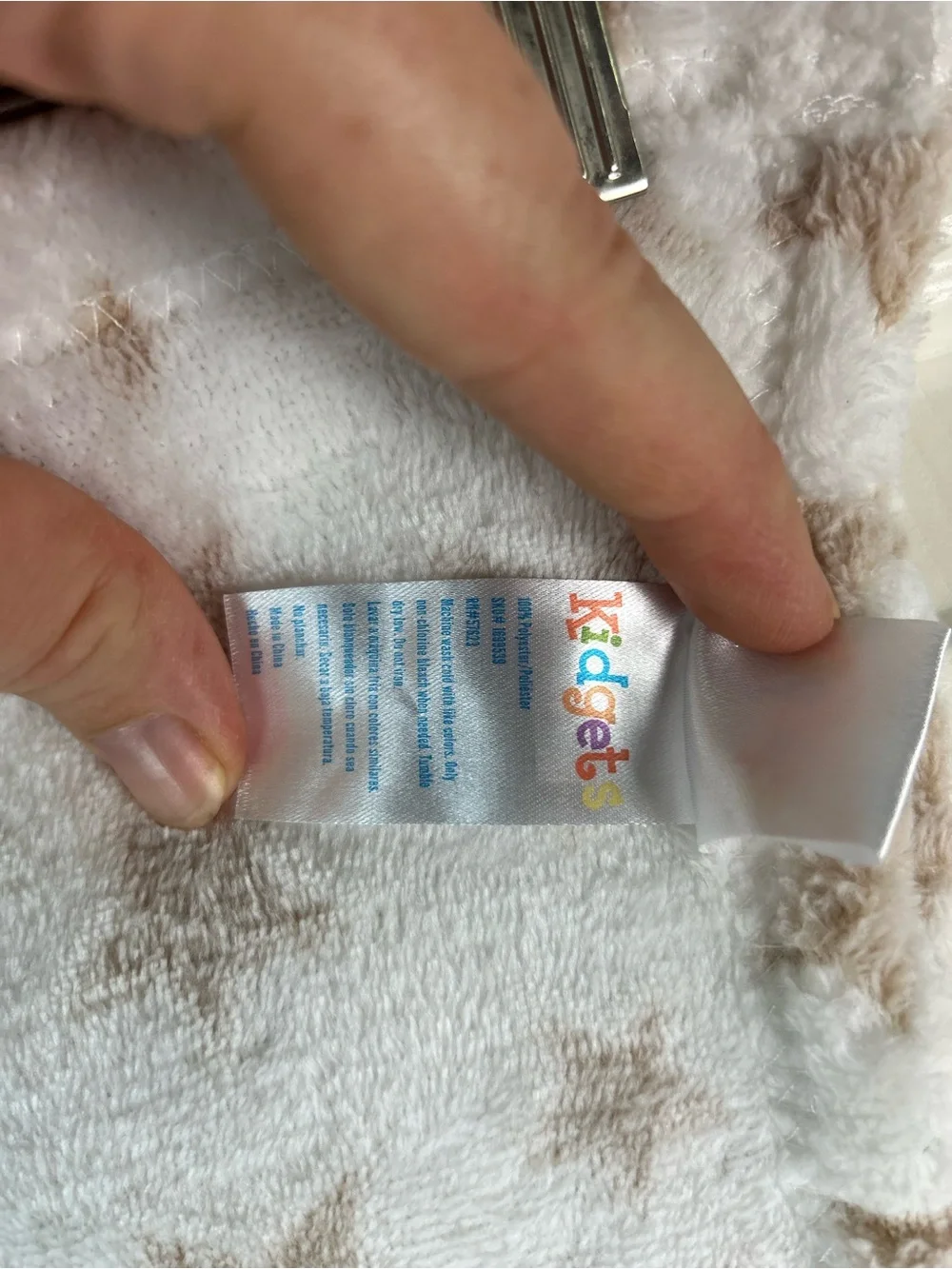 Kidgets Tan White Stars Baby Blanket Soft Plush Lovey